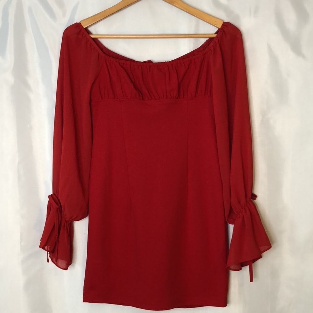Fashion Nova Double Standard Off Shoulder Mini Red Dress Size S - Picture 8 of 13